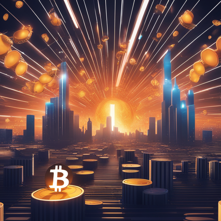 Conceptual digital illustration depicting the potential rise of Bitcoin towards $100,000, futuristic and dynamic visuals, Artstation HQ, digital art