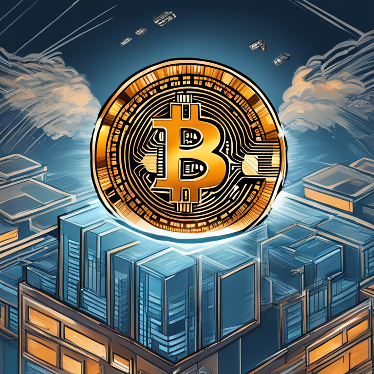 Digital illustration of Bitcoin soaring above $100,000, hand-drawn digital illustration, Artstation HQ, digital art