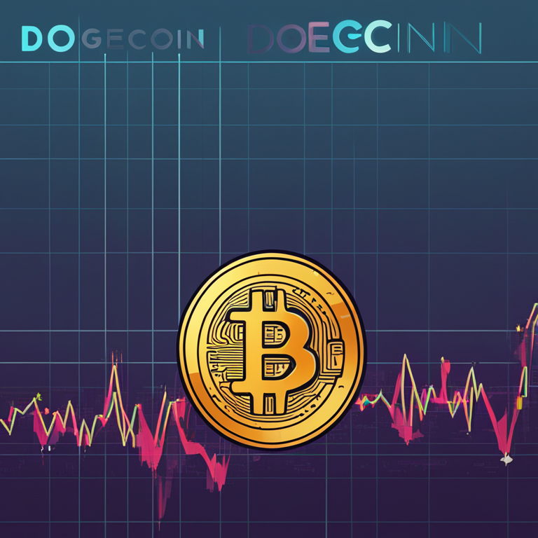 digital illustration of bullish Dogecoin trend line, financial chart, vibrant, detailed, hand-drawn digital illustration, Artstation HQ, modern, magazine style