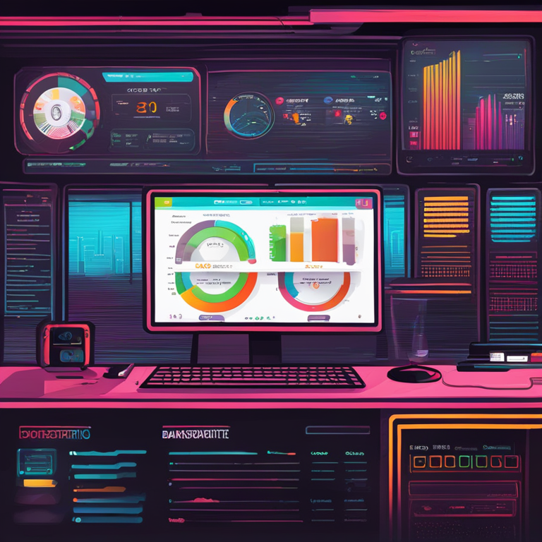 A colorful hand-drawn digital illustration of a high-performance application dashboard, Artstation HQ, vibrant and modern, digital art