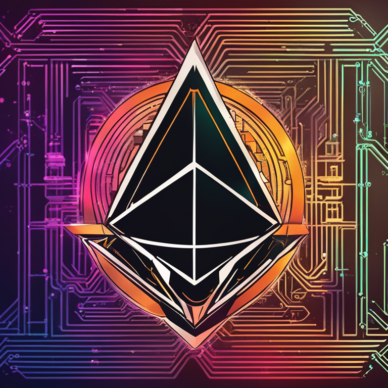 Hand-drawn digital illustration representing Ethereum logo, high-tech futuristic theme, vibrant colors, digital art, Artstation HQ, sophisticated blockchain network